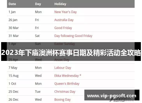 2023年下庙澳洲杯赛事日期及精彩活动全攻略